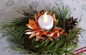 Хризантемы из мандариновой кожуры